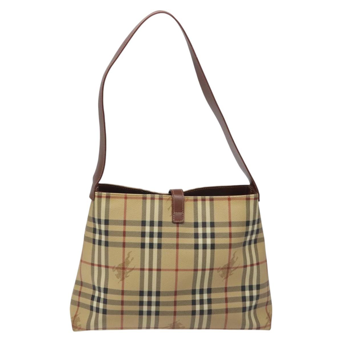BURBERRY Nova Check Shoulder Bag PVC Beige Auth 114737