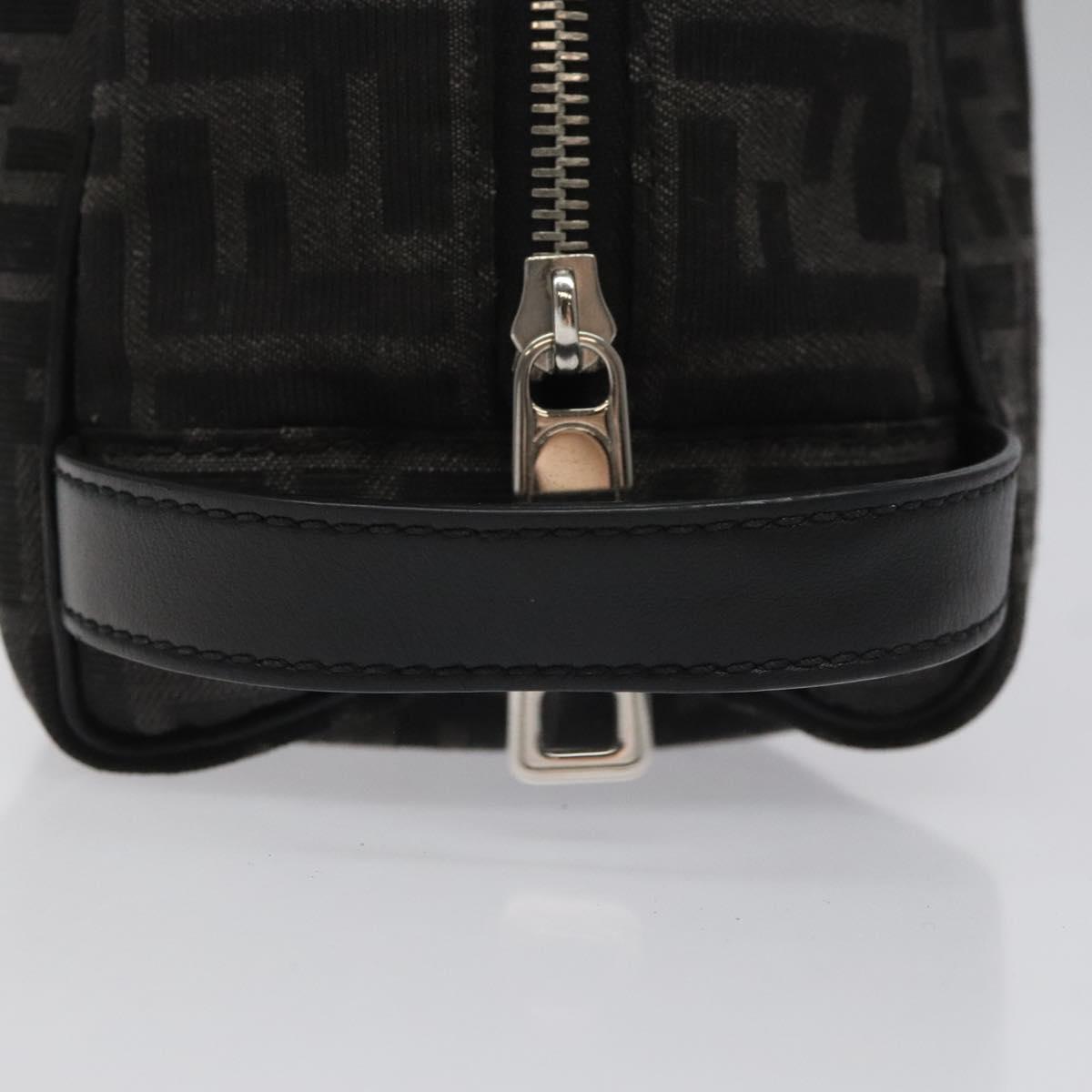 FENDI Zucca Canvas Clutch Bag Black Silver Auth 114748V
