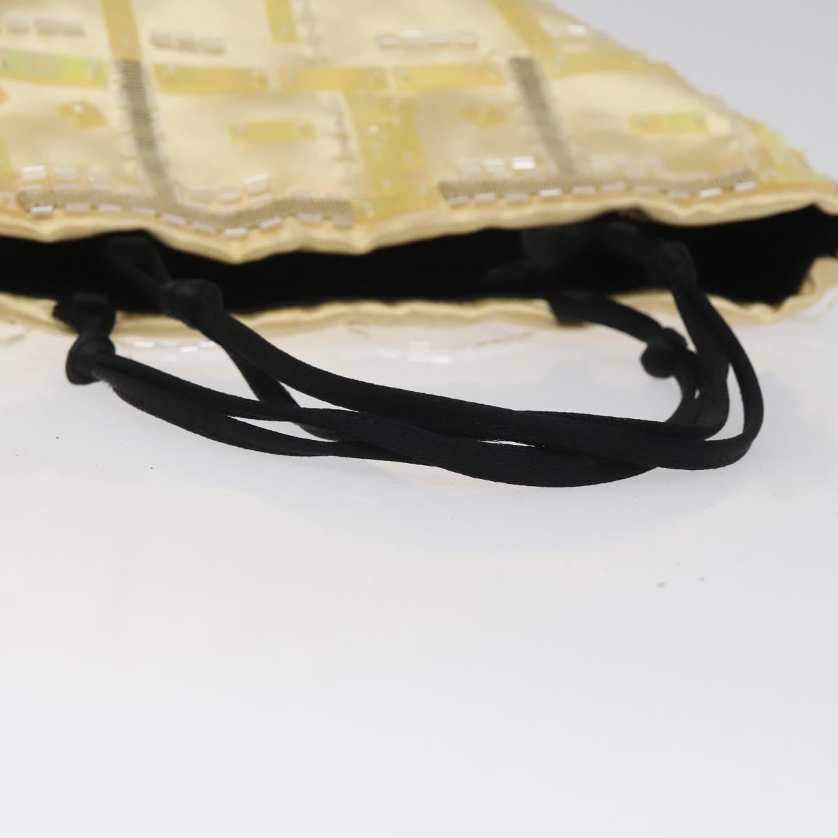 PRADA Beads Hand Bag Satin Cream Auth 114749