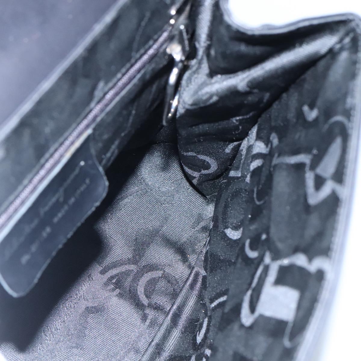 Salvatore Ferragamo Gancini Shoulder Bag Leather Black Silver Auth 114751