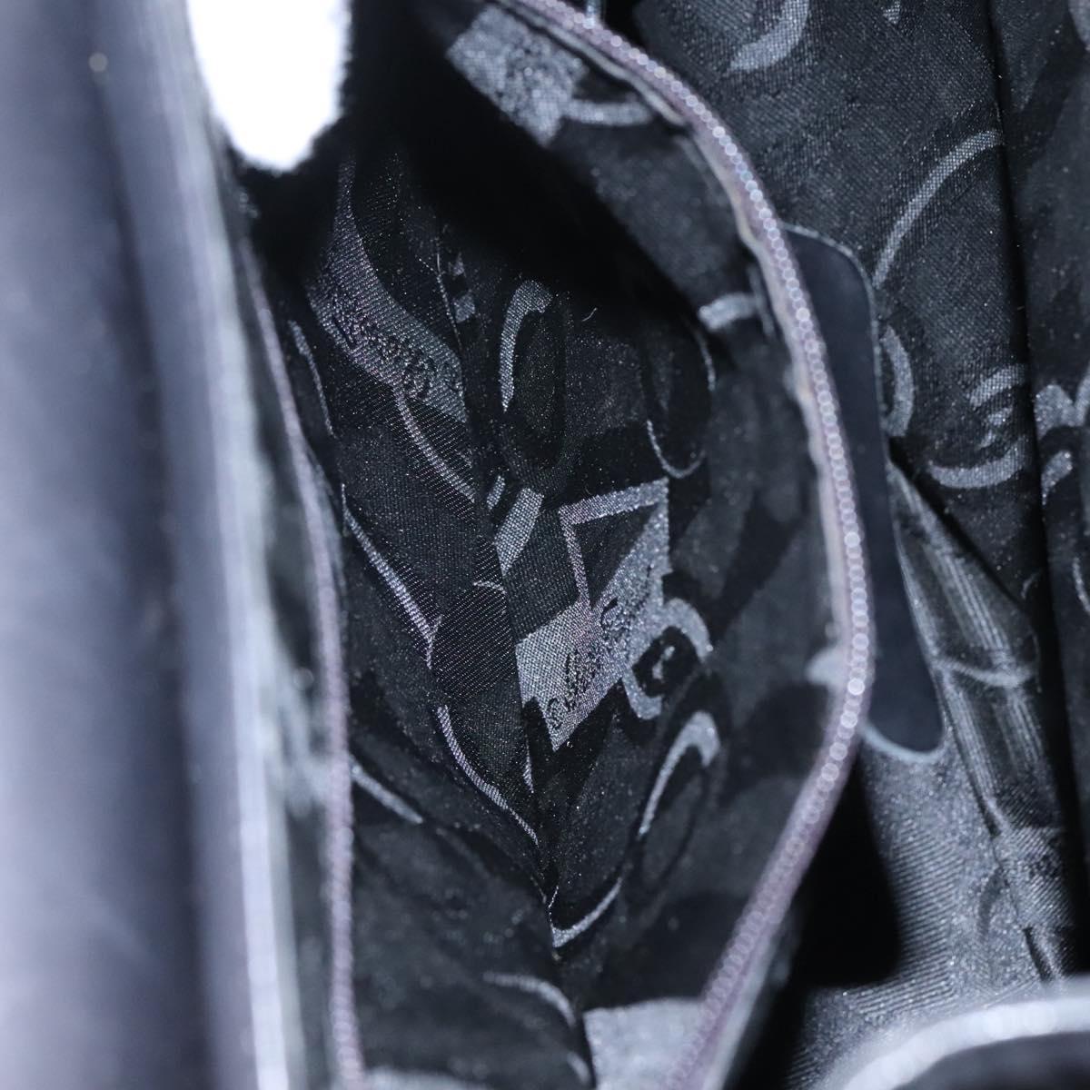 Salvatore Ferragamo Gancini Shoulder Bag Leather Black Silver Auth 114751