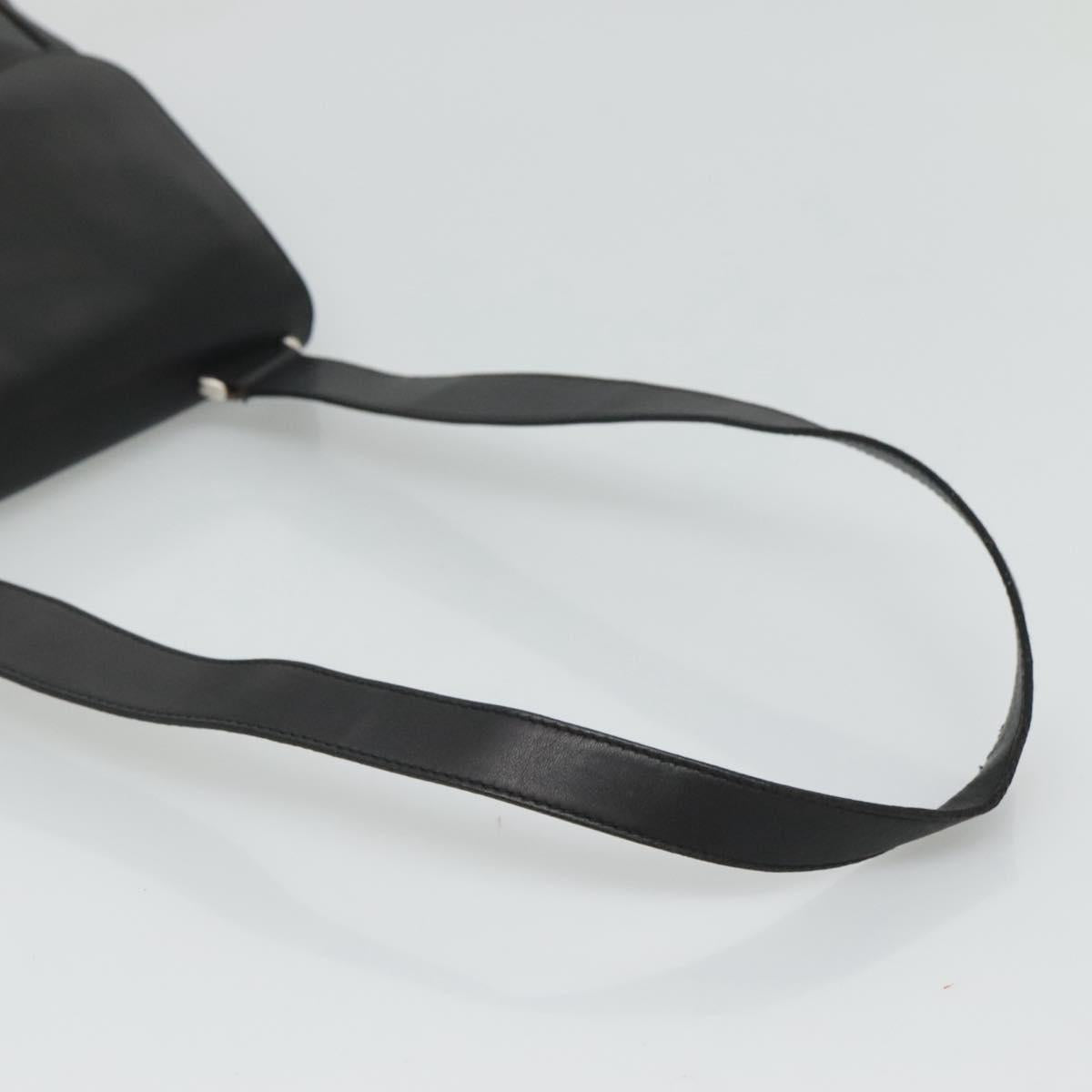 Salvatore Ferragamo Gancini Shoulder Bag Leather Black Silver Auth 114751