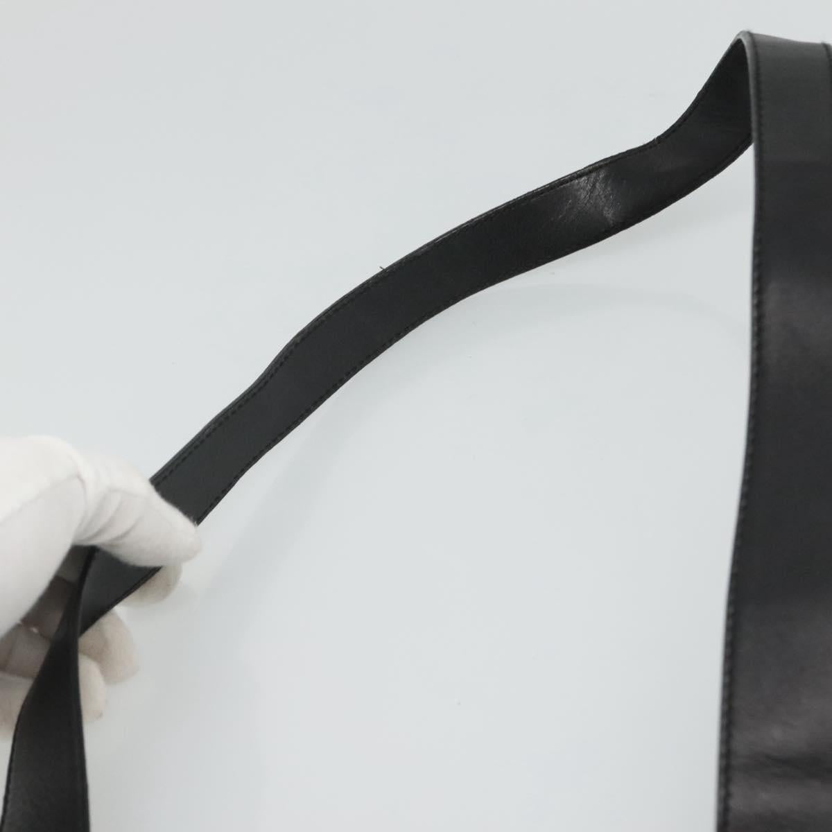 Salvatore Ferragamo Gancini Shoulder Bag Leather Black Silver Auth 114751