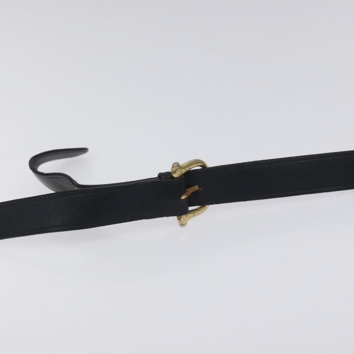 CELINE Macadam Canvas Shoulder Bag Leather Navy Gold Auth 114752