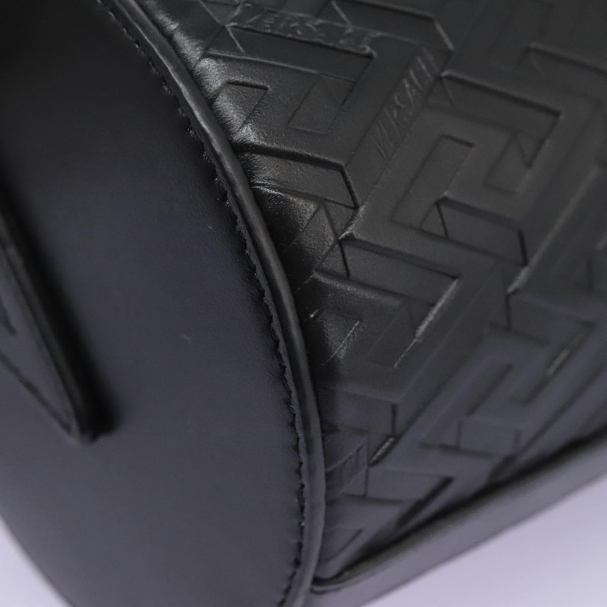 VERSACE Shoulder Bag Leather Black Auth 114763