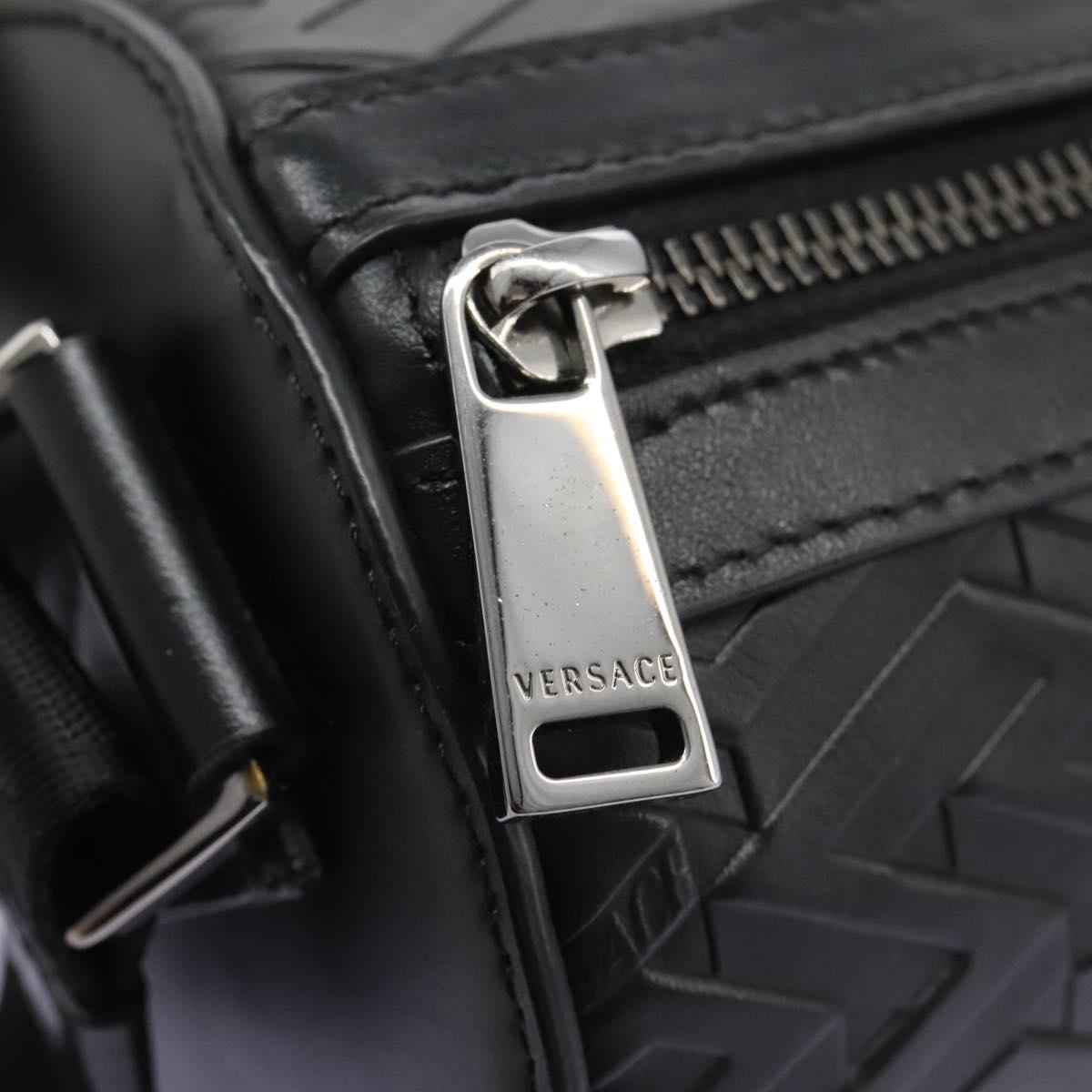 VERSACE Shoulder Bag Leather Black Auth 114763