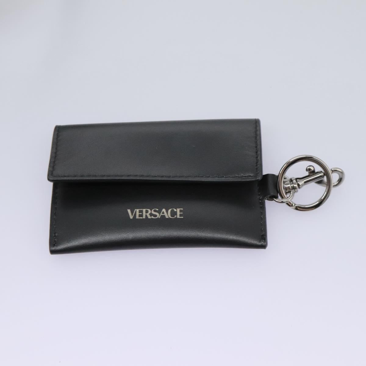 VERSACE Shoulder Bag Leather Black Auth 114763