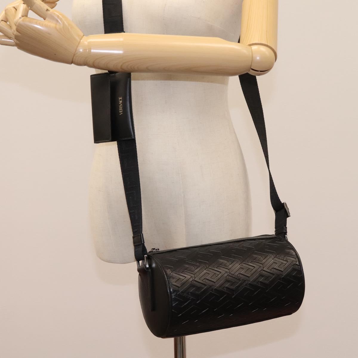 VERSACE Shoulder Bag Leather Black Auth 114763