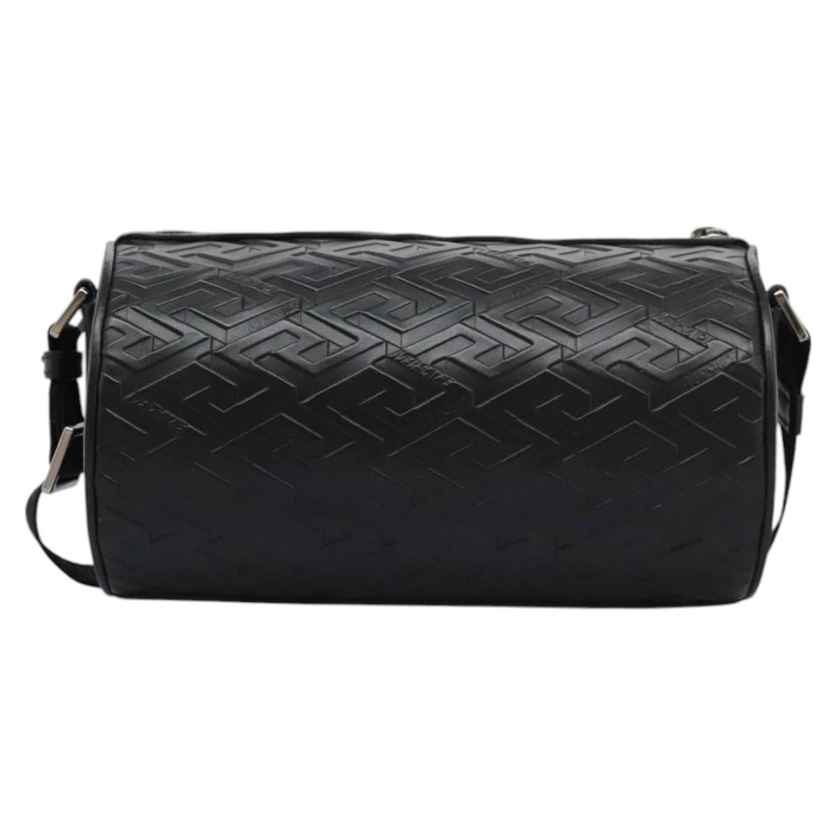 VERSACE Shoulder Bag Leather Black Auth 114763