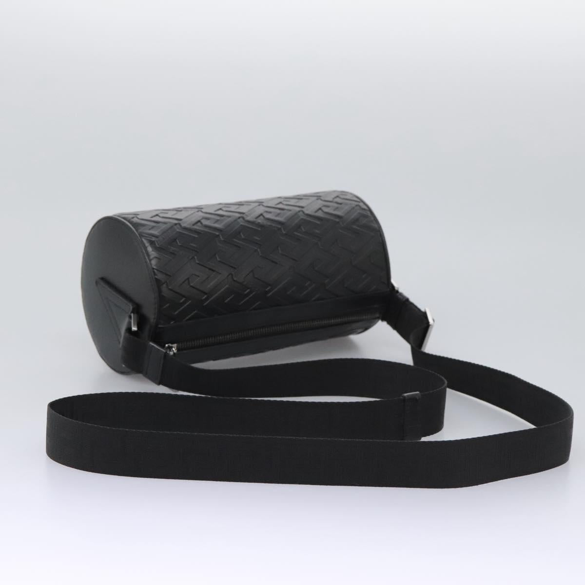 VERSACE Shoulder Bag Leather Black Auth 114763