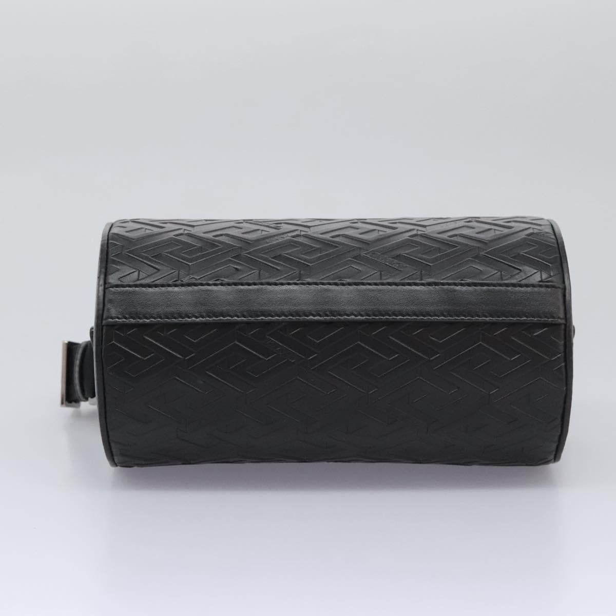 VERSACE Shoulder Bag Leather Black Auth 114763