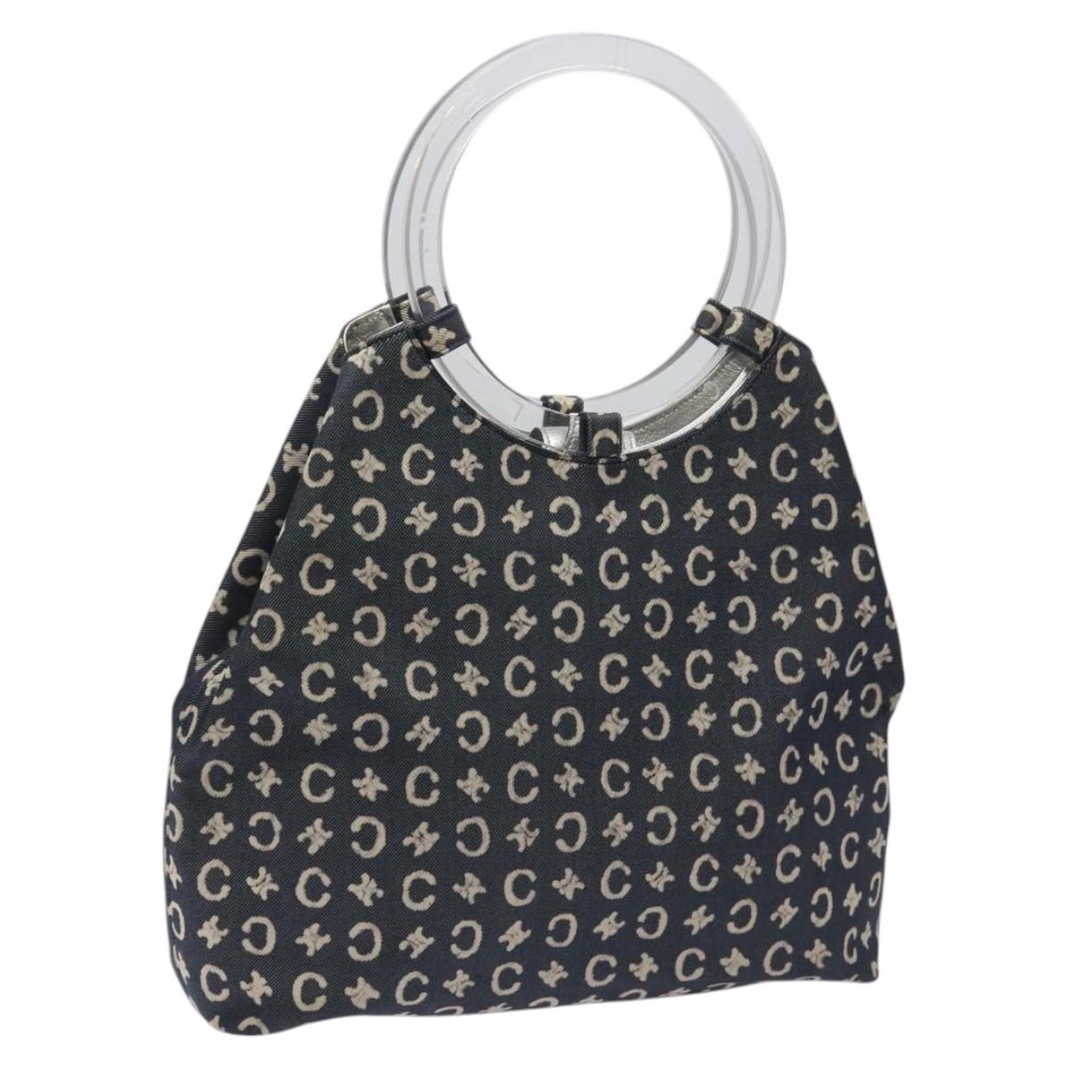 CELINE C Sulky Circle Shoulder Bag Canvas Navy Clear Auth 114765