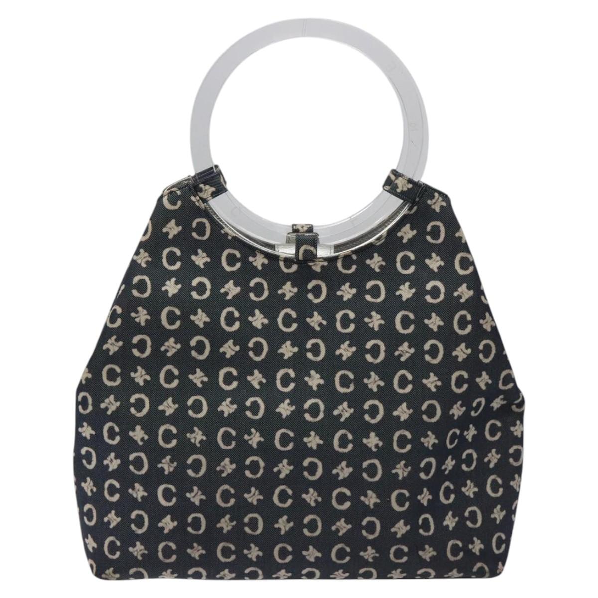 CELINE C Sulky Circle Shoulder Bag Canvas Navy Clear Auth 114765