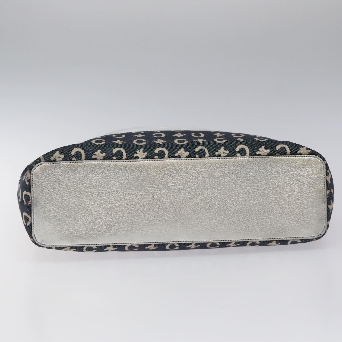 CELINE C Sulky Circle Shoulder Bag Canvas Navy Clear Auth 114765