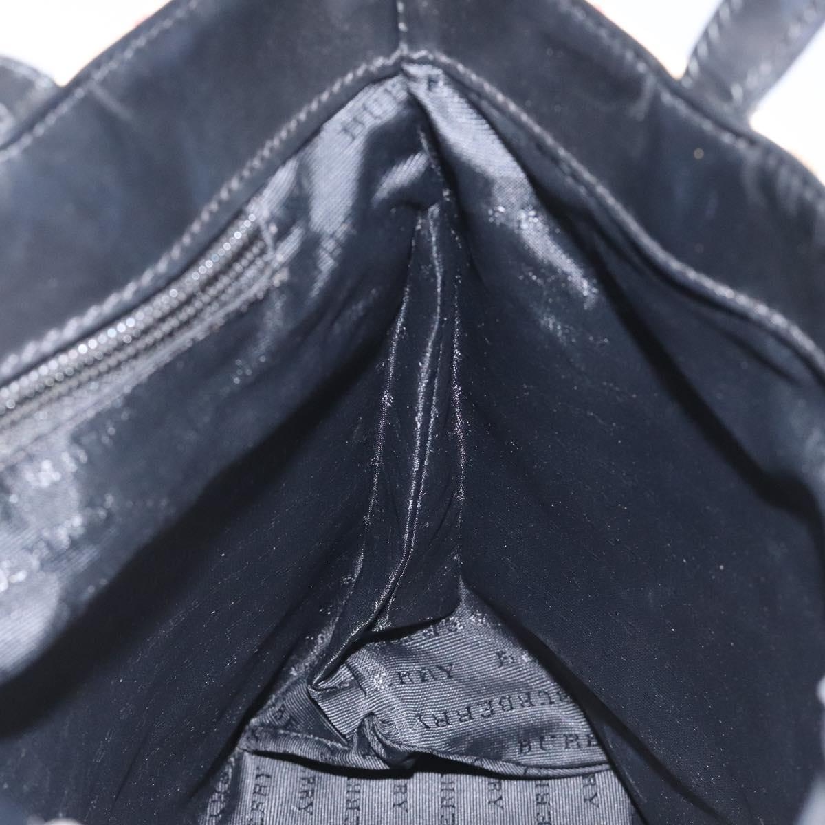 BURBERRY Nova Check Hand Bag PVC Beige Silver Auth 114766