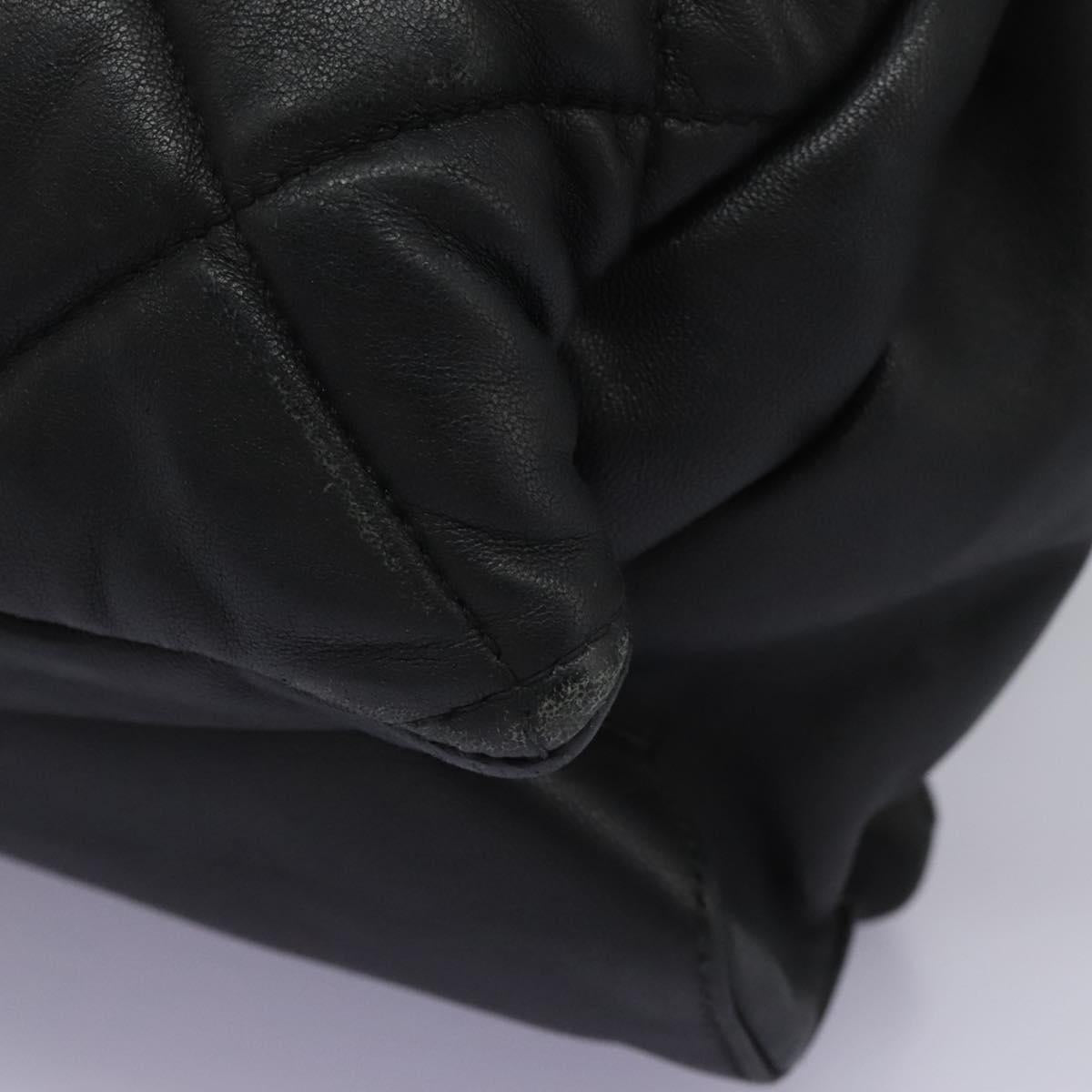 Salvatore Ferragamo Vara Quilted Chain Bag Leather Black Gold Auth 114789