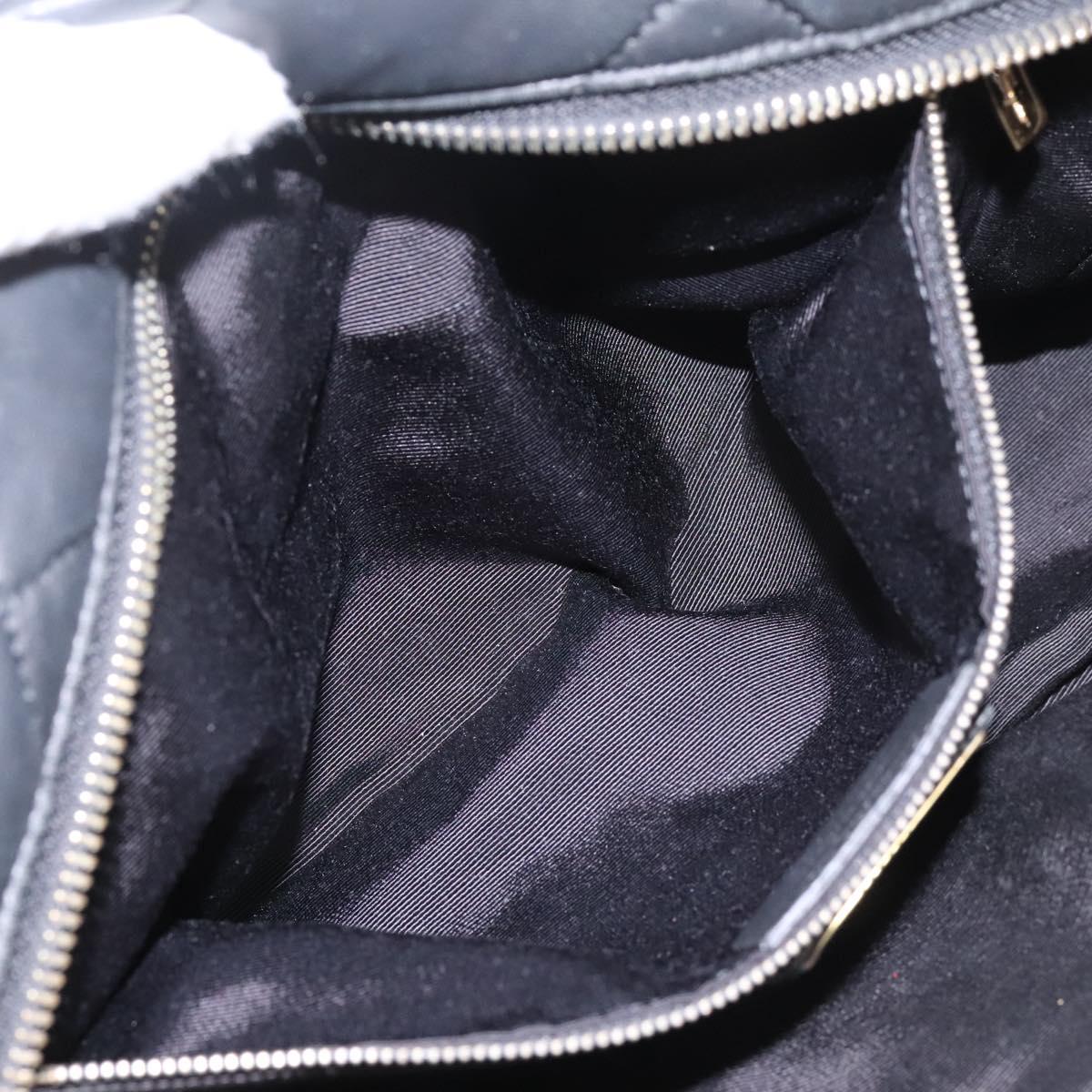 Salvatore Ferragamo Vara Quilted Chain Bag Leather Black Gold Auth 114789