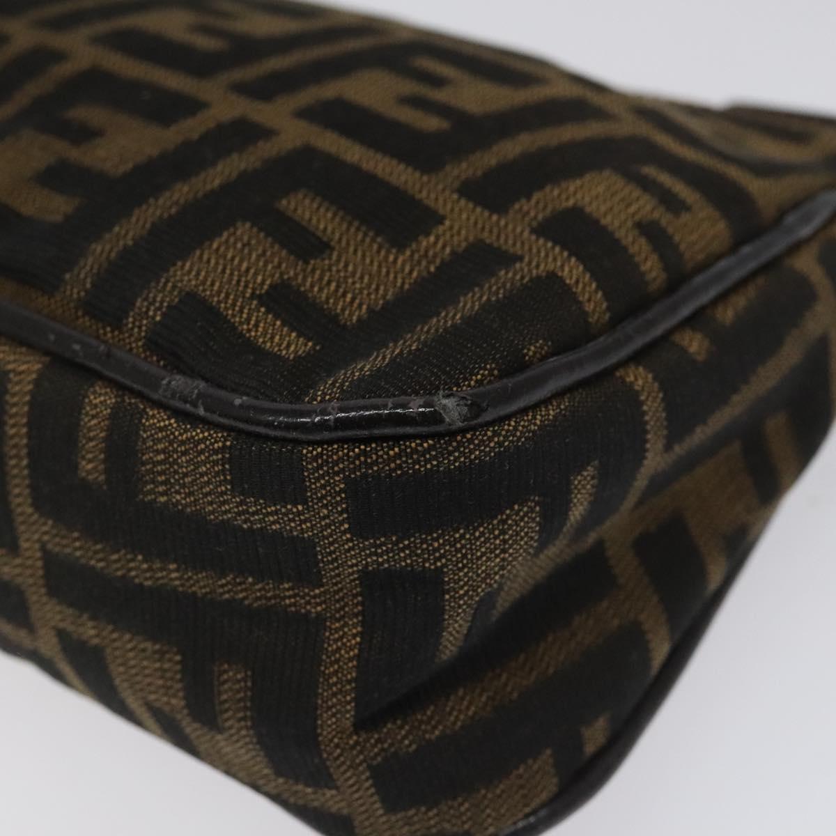 FENDI Zucca Canvas Pouch Brown Black Auth 114794