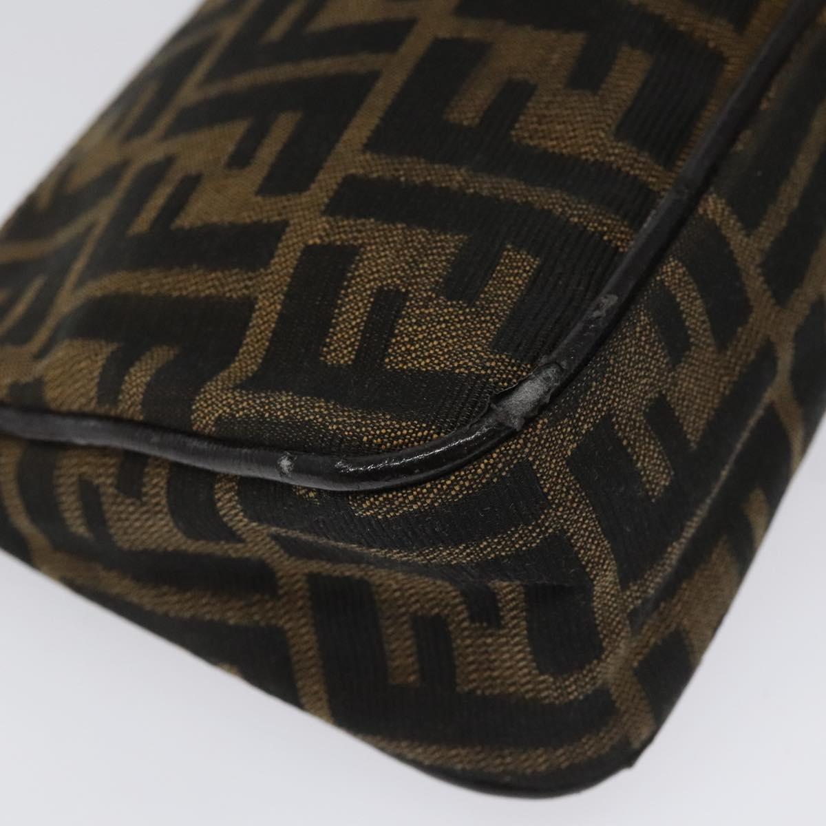 FENDI Zucca Canvas Pouch Brown Black Auth 114794