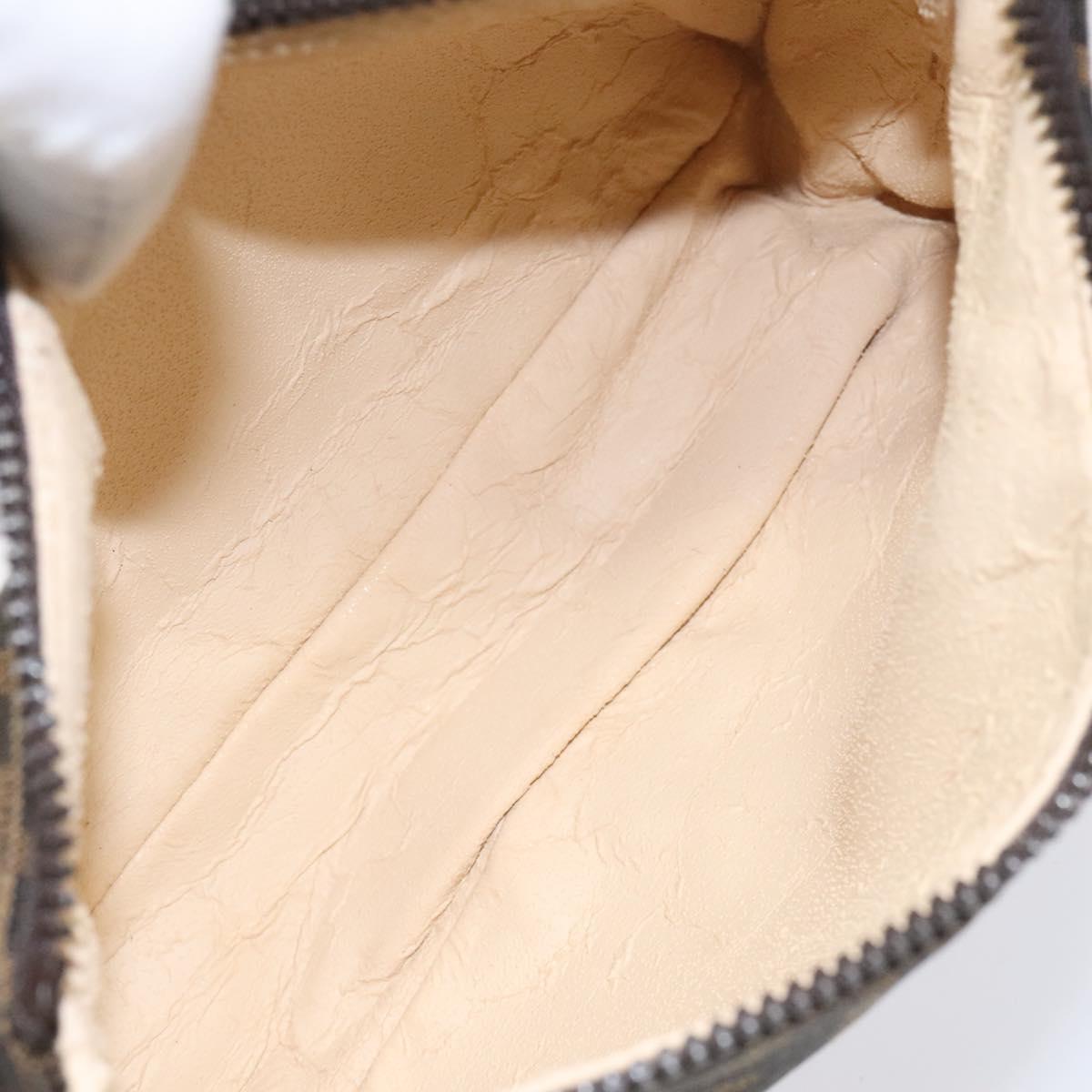 FENDI Zucca Canvas Pouch Brown Black Auth 114794