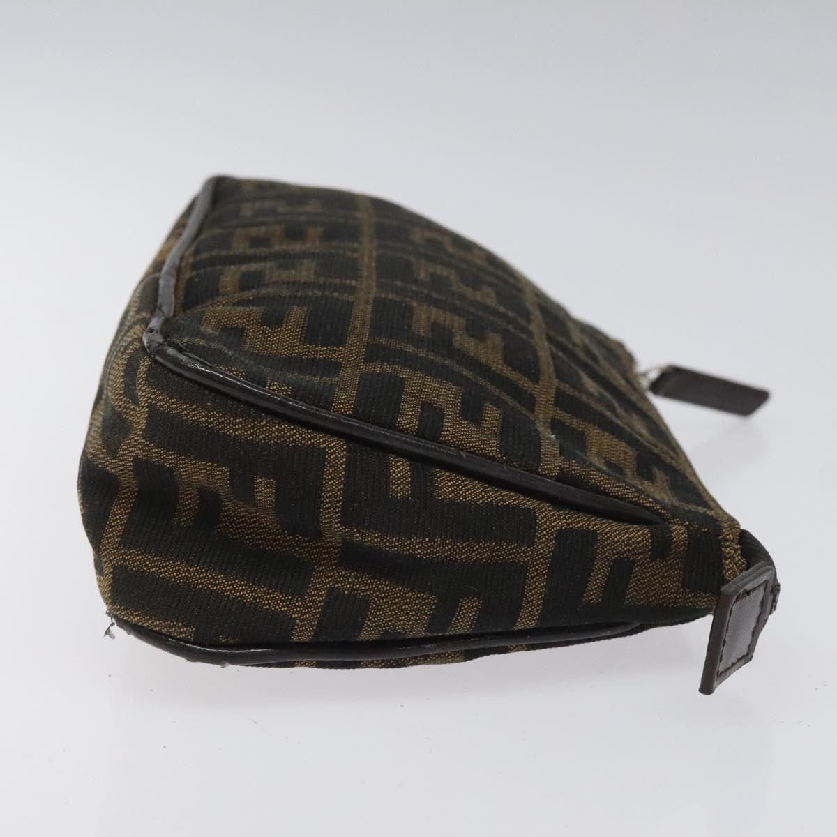 FENDI Zucca Canvas Pouch Brown Black Auth 114794