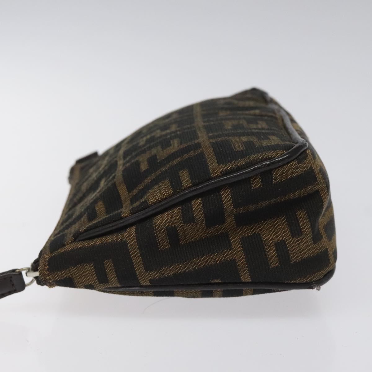 FENDI Zucca Canvas Pouch Brown Black Auth 114794