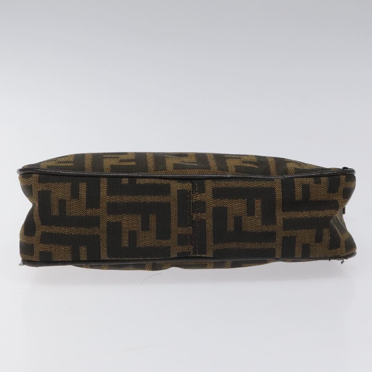 FENDI Zucca Canvas Pouch Brown Black Auth 114794