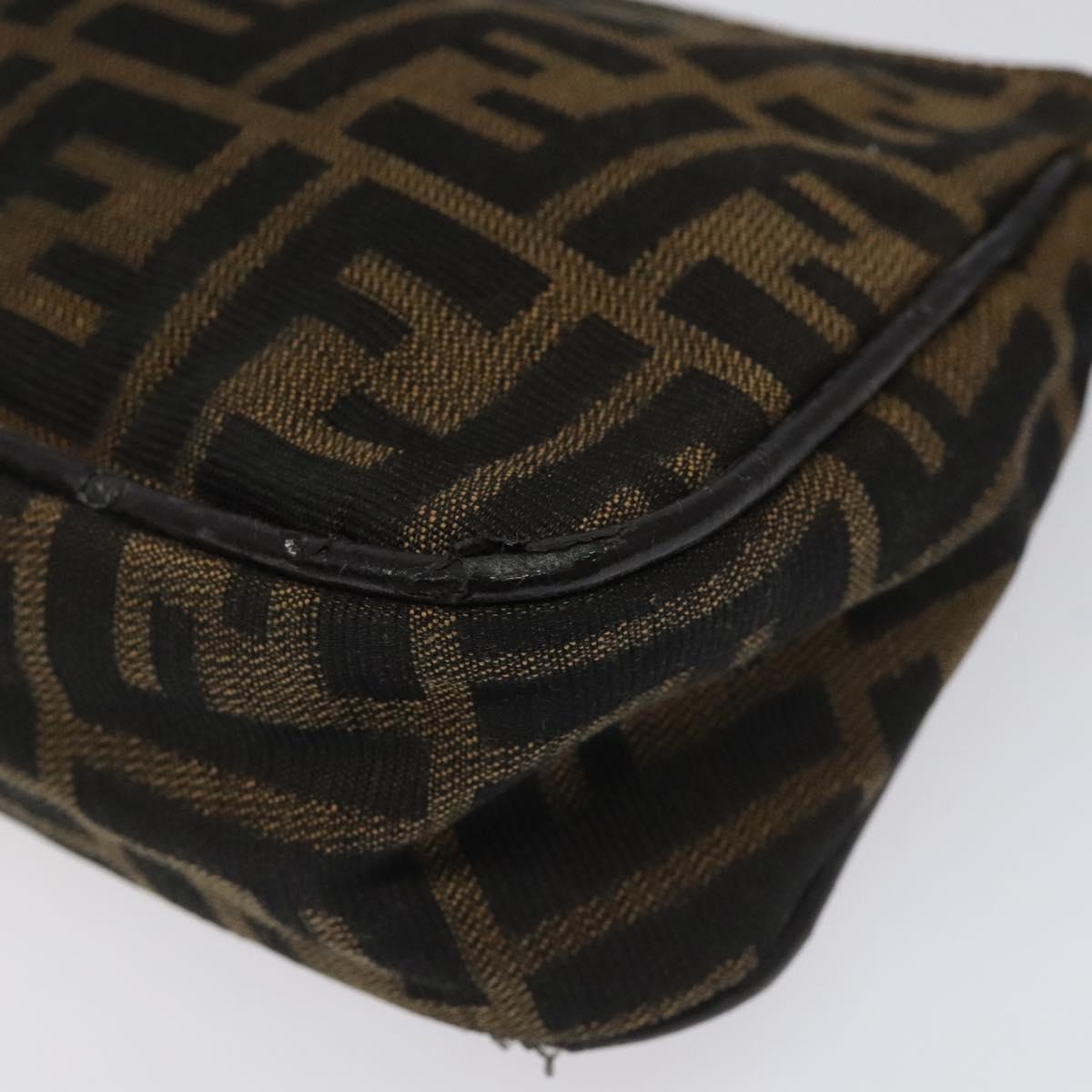 FENDI Zucca Canvas Pouch Brown Black Auth 114794