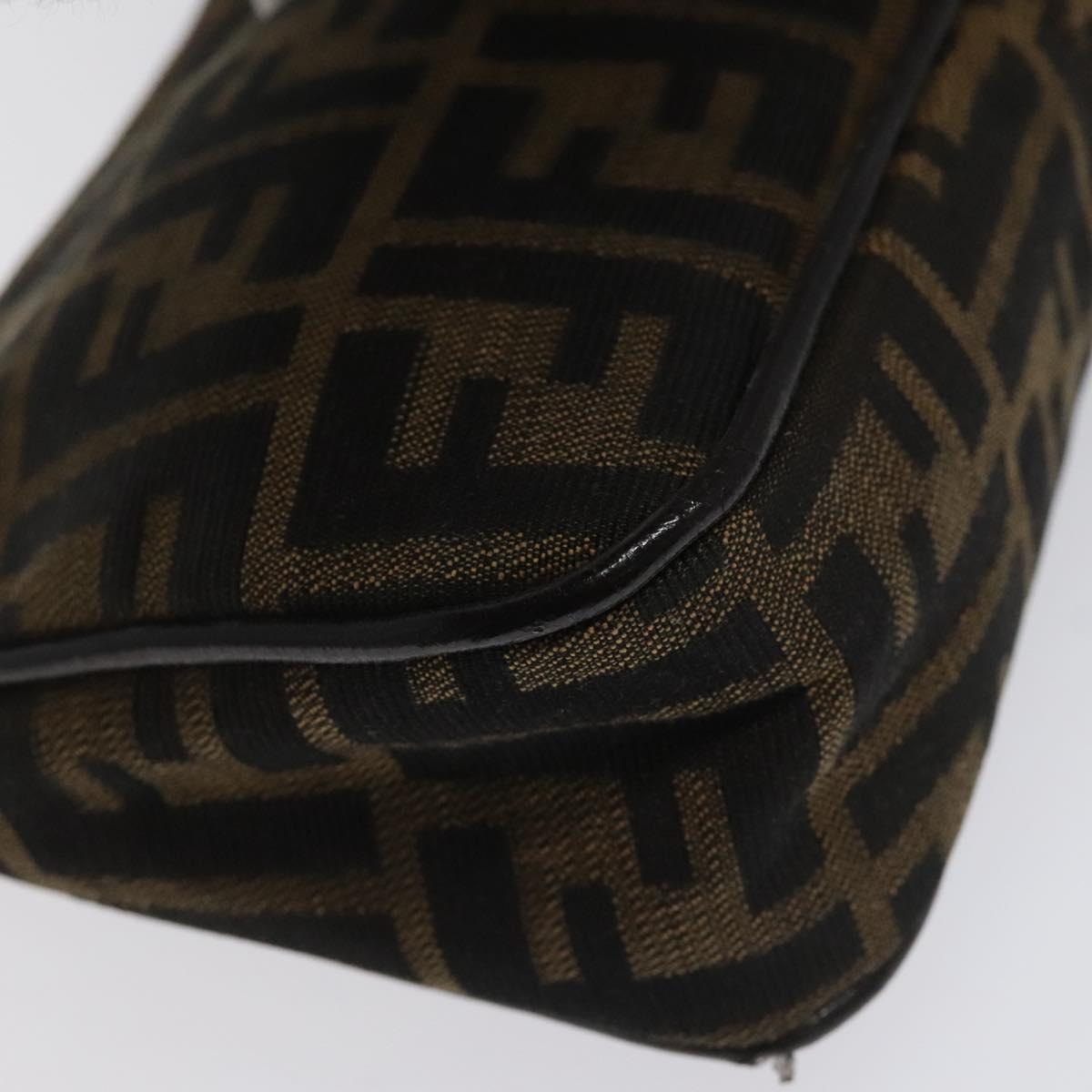 FENDI Zucca Canvas Pouch Brown Black Auth 114794