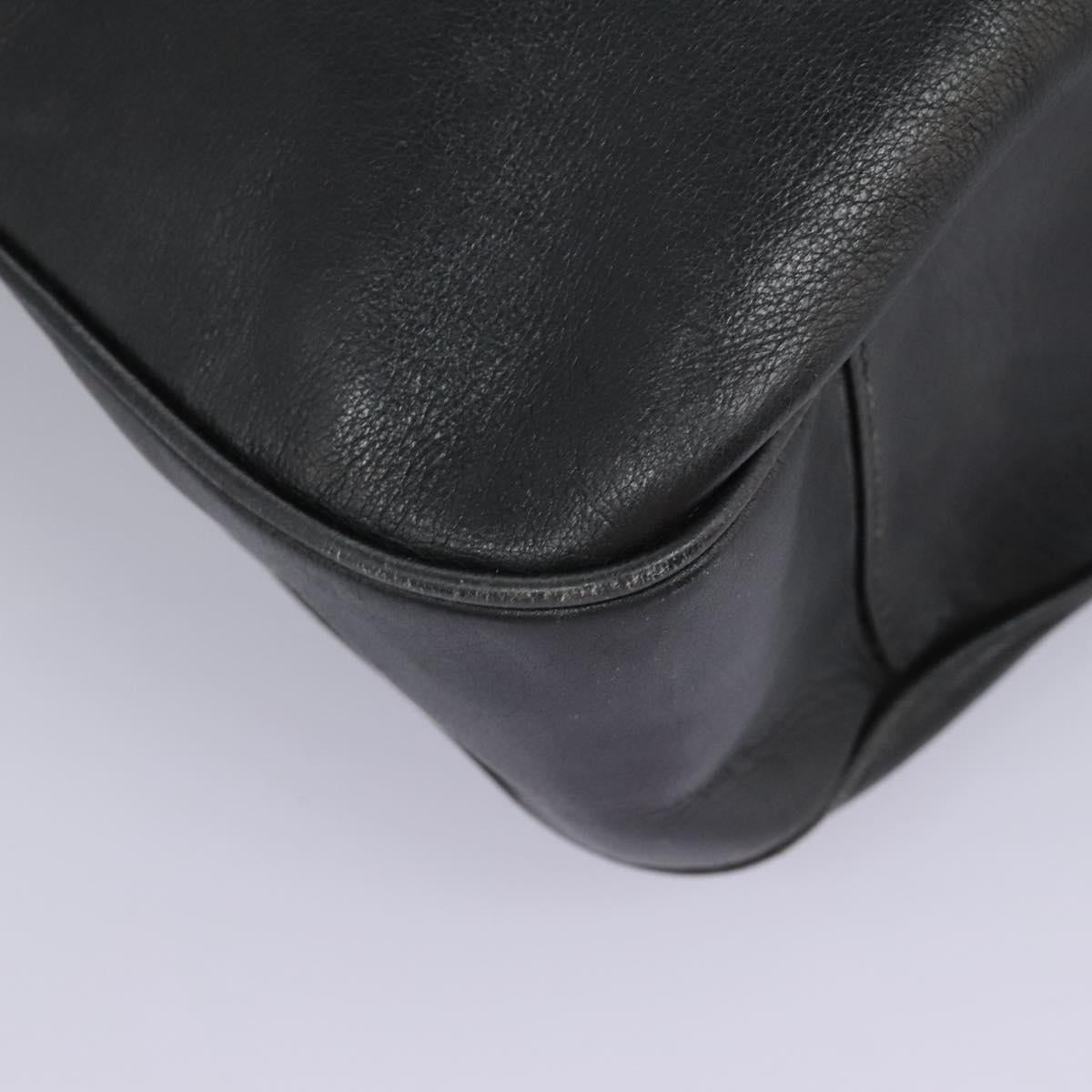 GUCCI Bamboo Hand Bag Leather 2way Black Gold 001 1781 1577 Auth 114799
