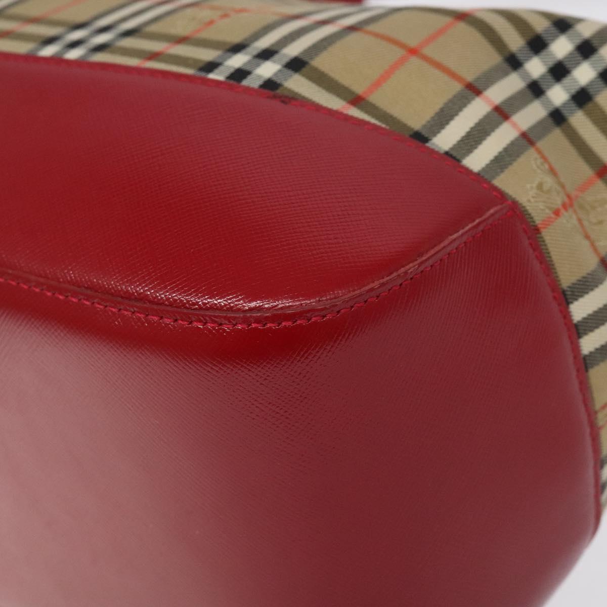 Burberrys Nova Check Shoulder Bag Canvas Beige Red Auth 114822