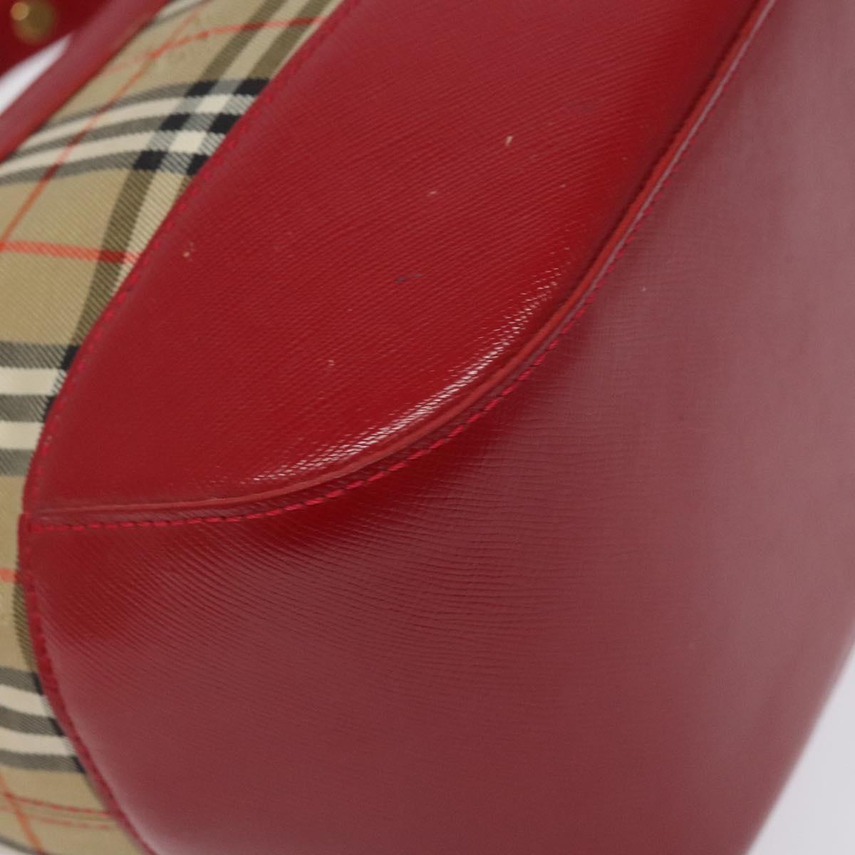 Burberrys Nova Check Shoulder Bag Canvas Beige Red Auth 114822