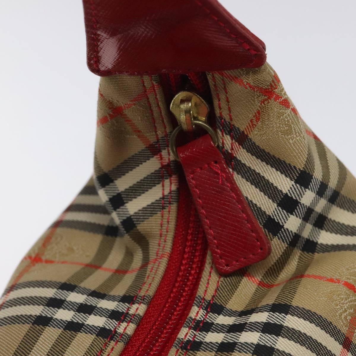 Burberrys Nova Check Shoulder Bag Canvas Beige Red Auth 114822