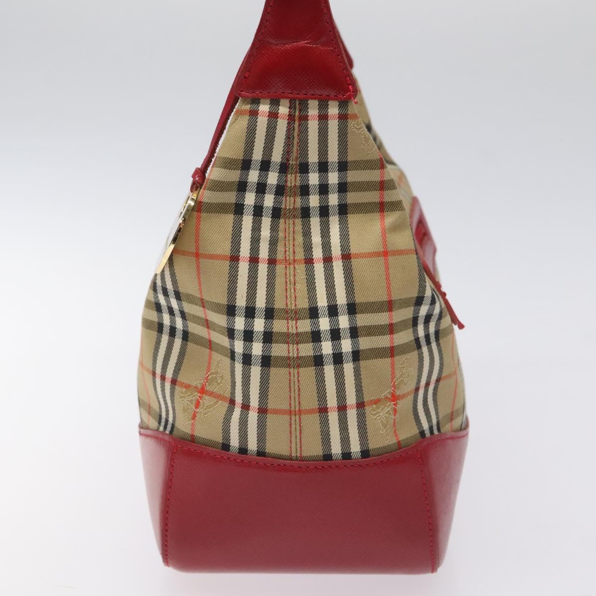 Burberrys Nova Check Shoulder Bag Canvas Beige Red Auth 114822