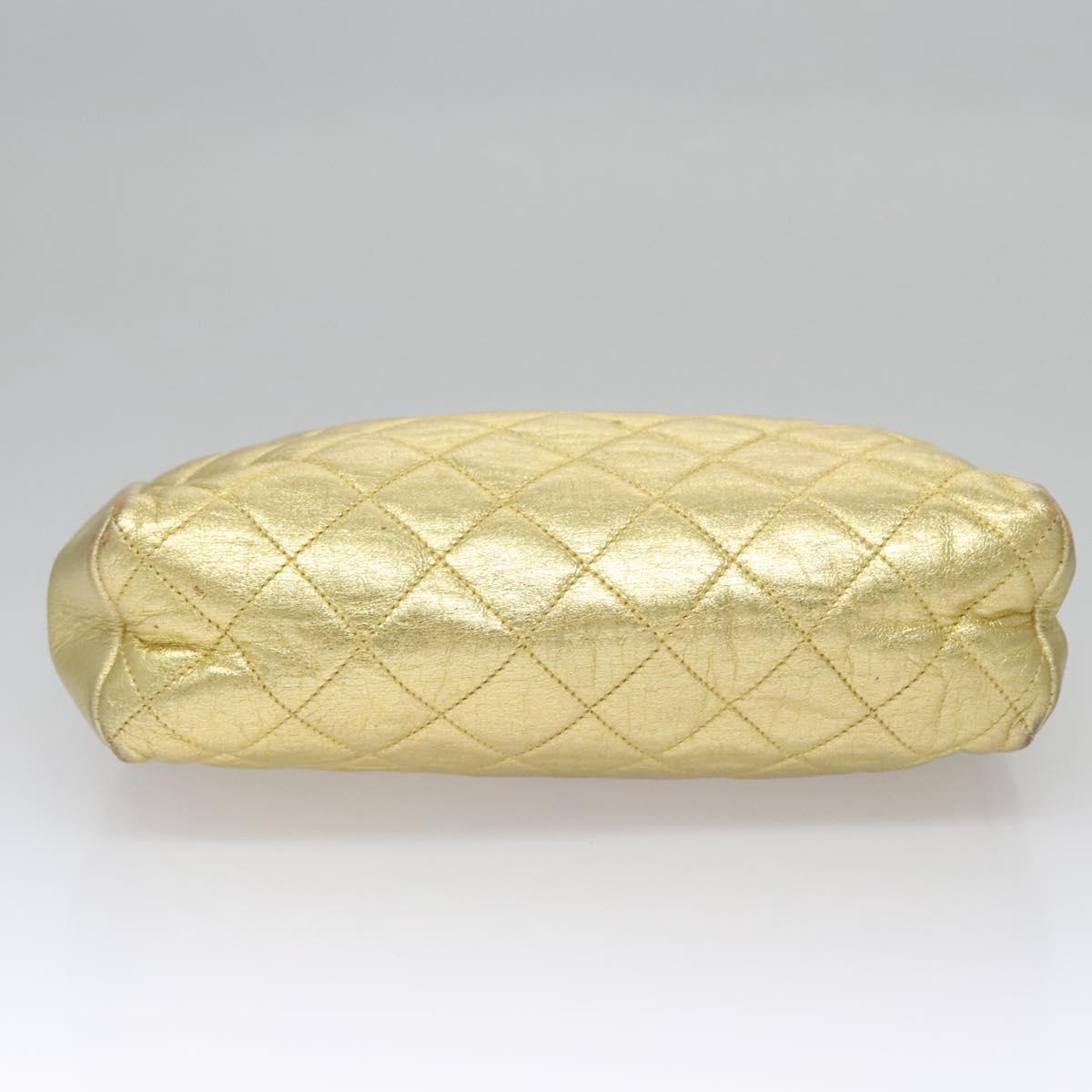 CHANEL Chain Shoulder Bag Leather Gold CC Auth 114863