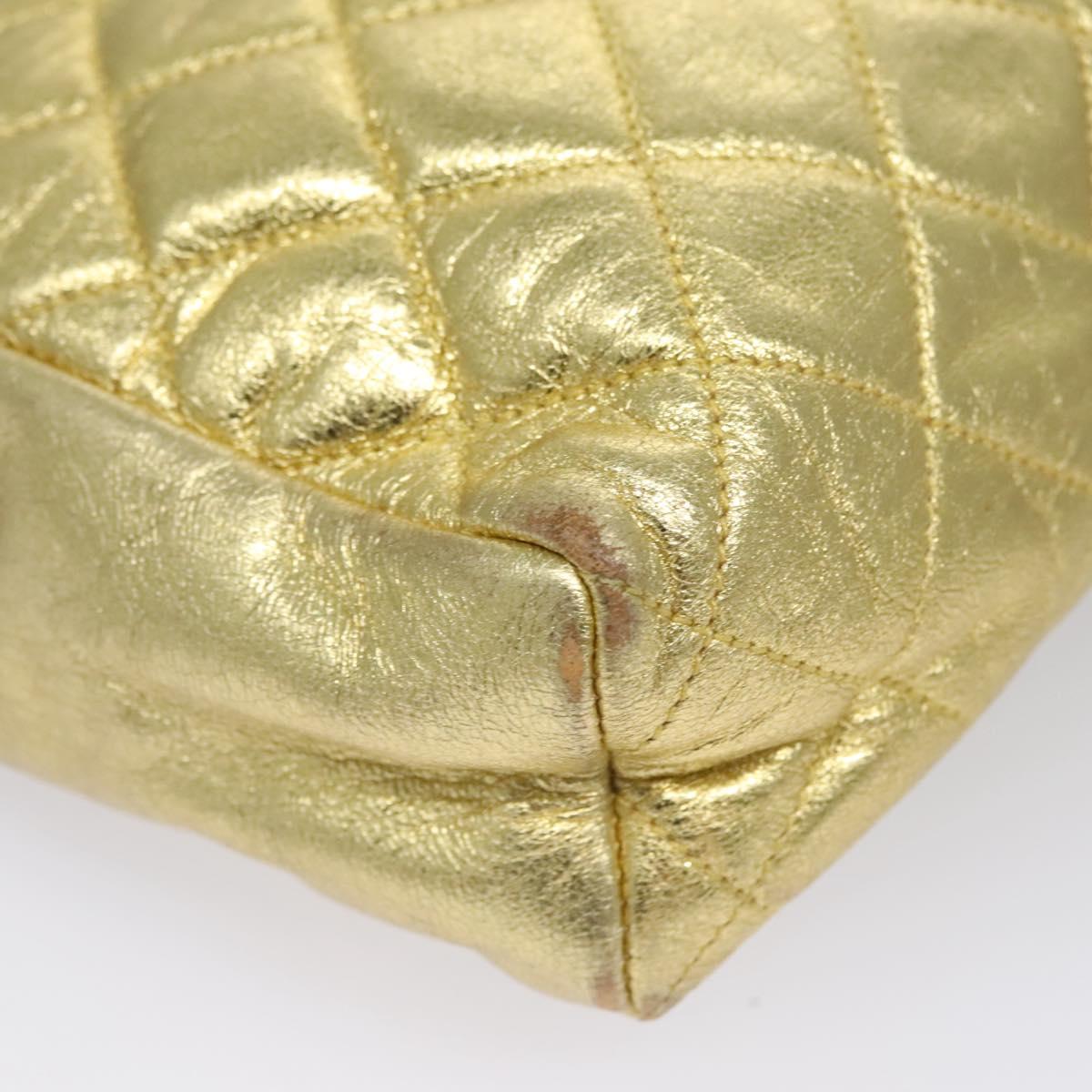 CHANEL Chain Shoulder Bag Leather Gold CC Auth 114863