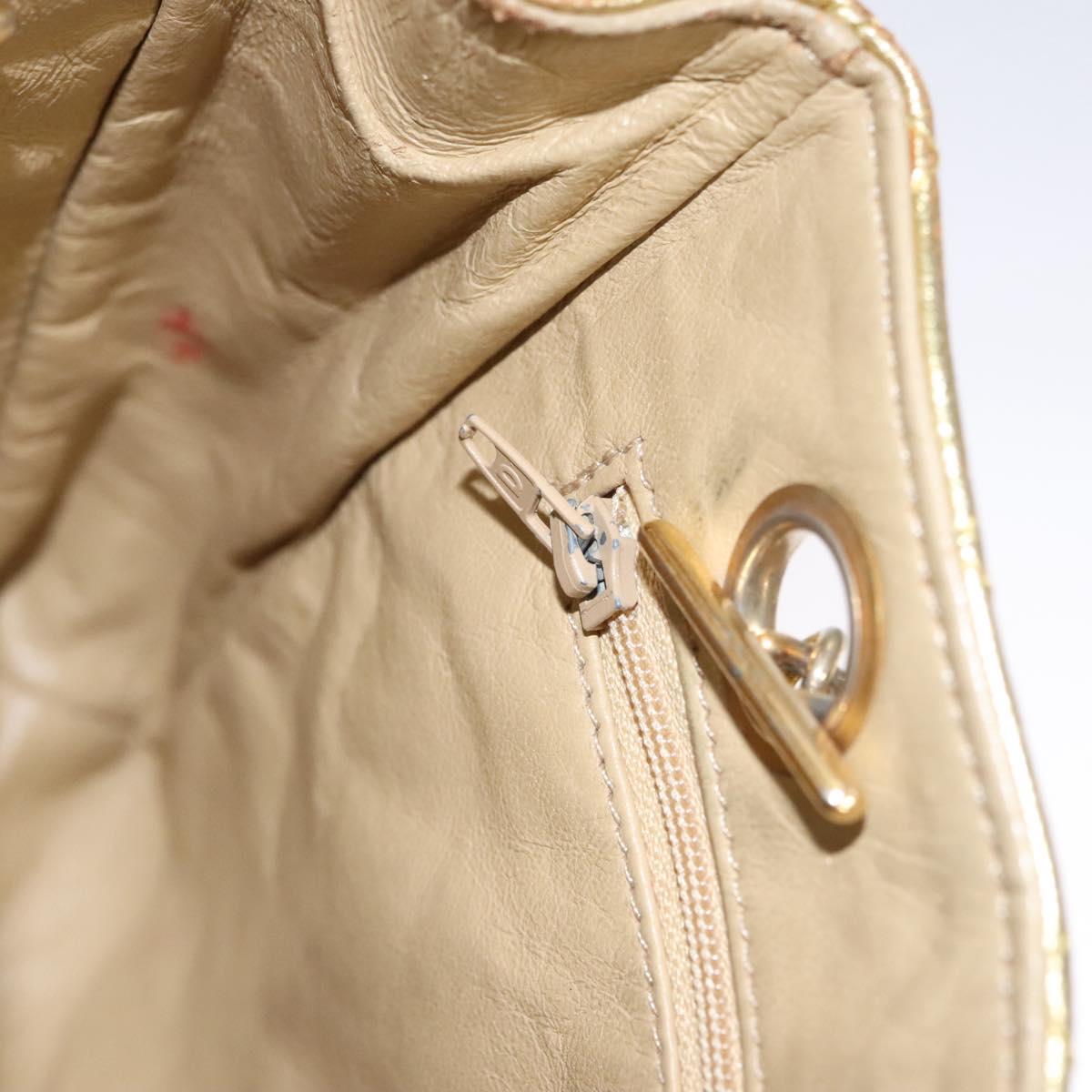 CHANEL Chain Shoulder Bag Leather Gold CC Auth 114863