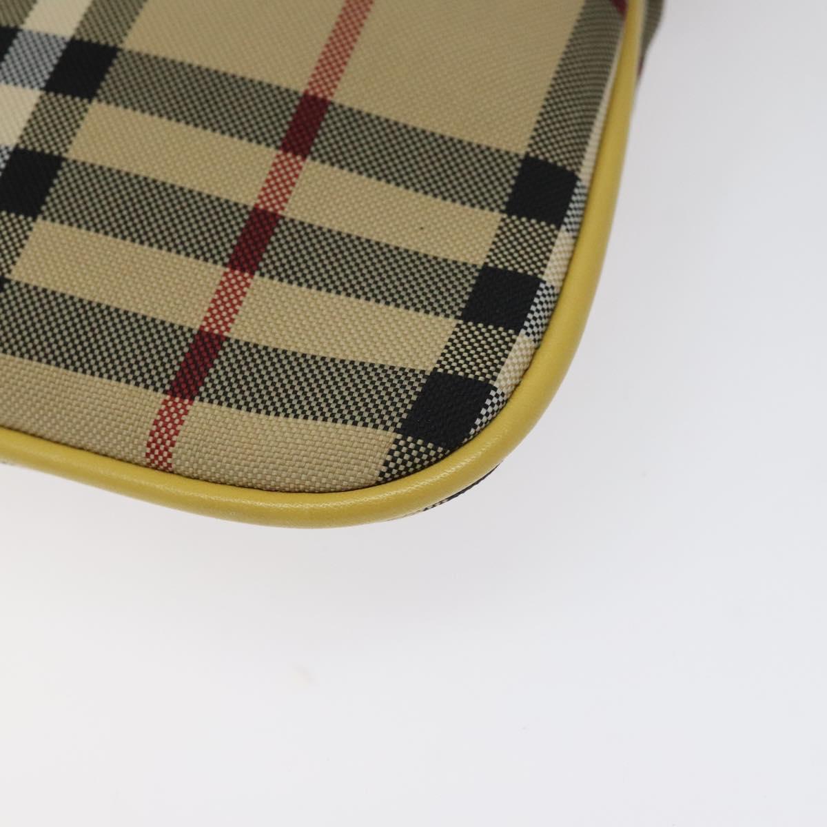 BURBERRY Nova Check Shoulder Bag Canvas Beige Gold Auth 114865