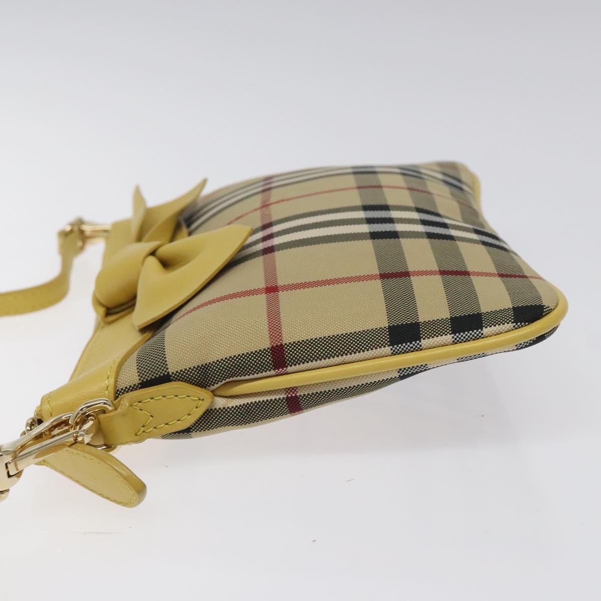 BURBERRY Nova Check Shoulder Bag Canvas Beige Gold Auth 114865