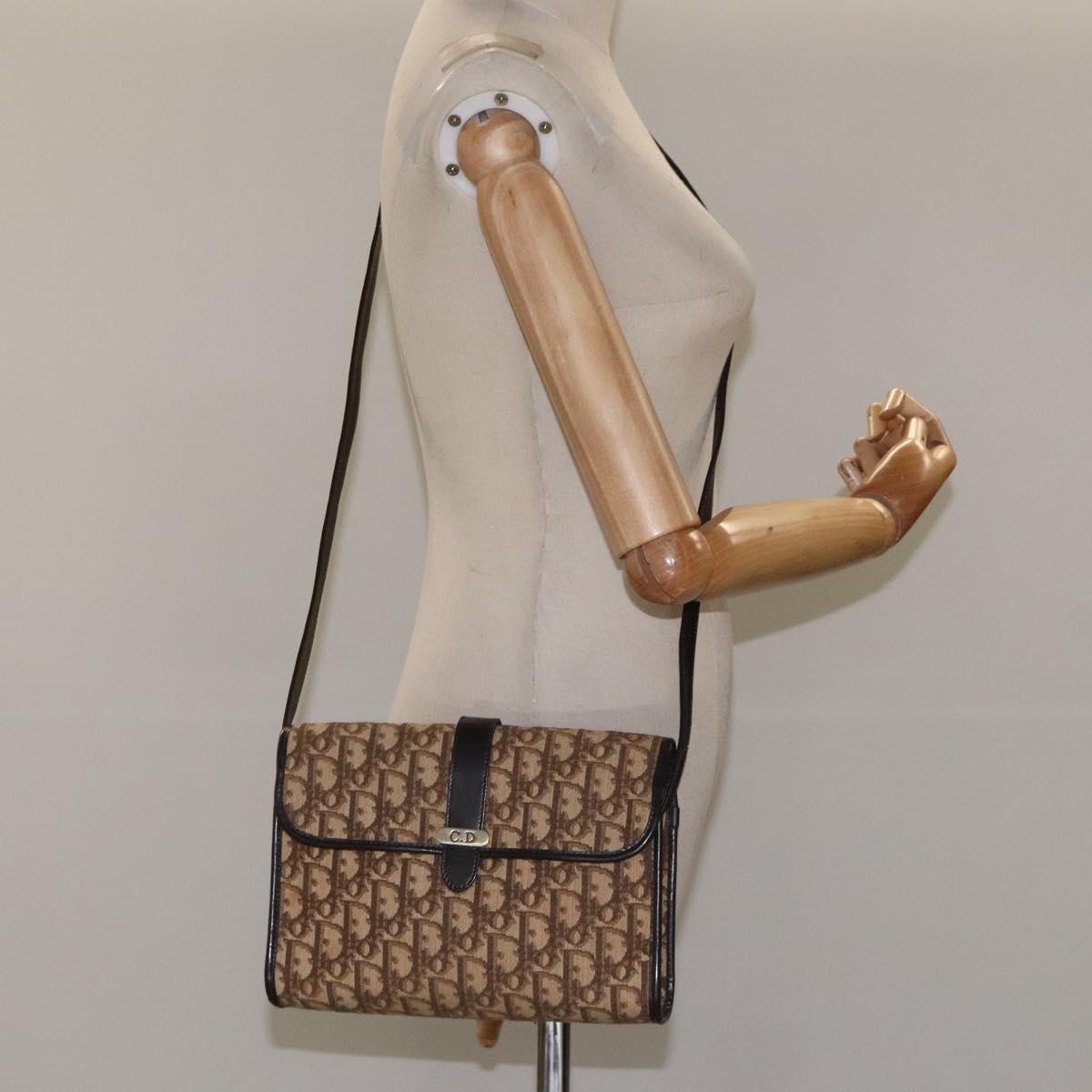 Christian Dior Trotter Canvas Shoulder Bag Brown Auth 114870