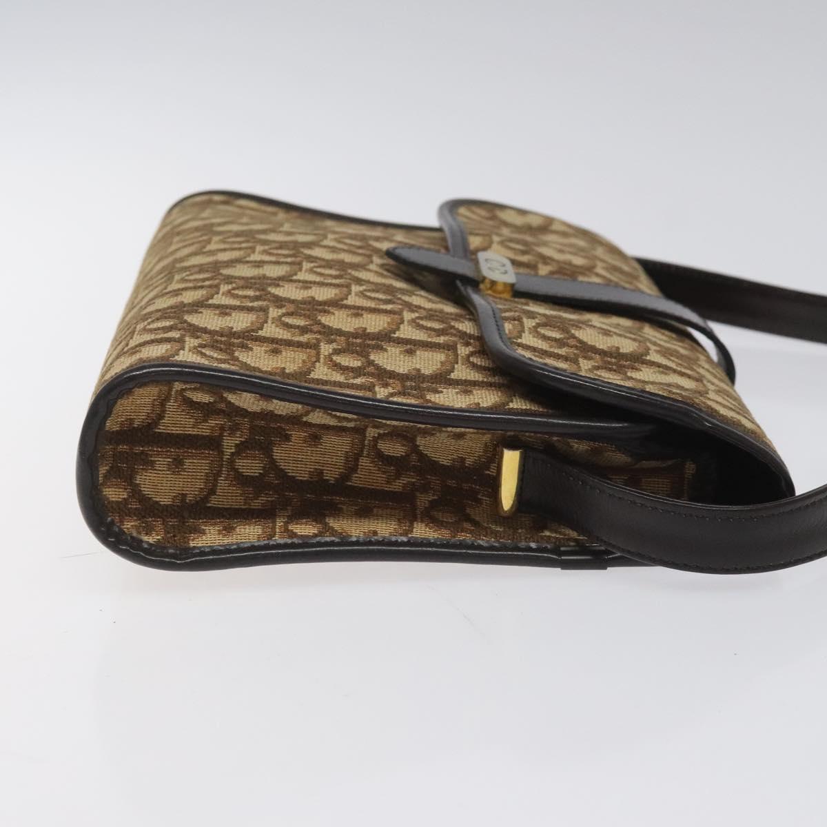Christian Dior Trotter Canvas Shoulder Bag Brown Auth 114870