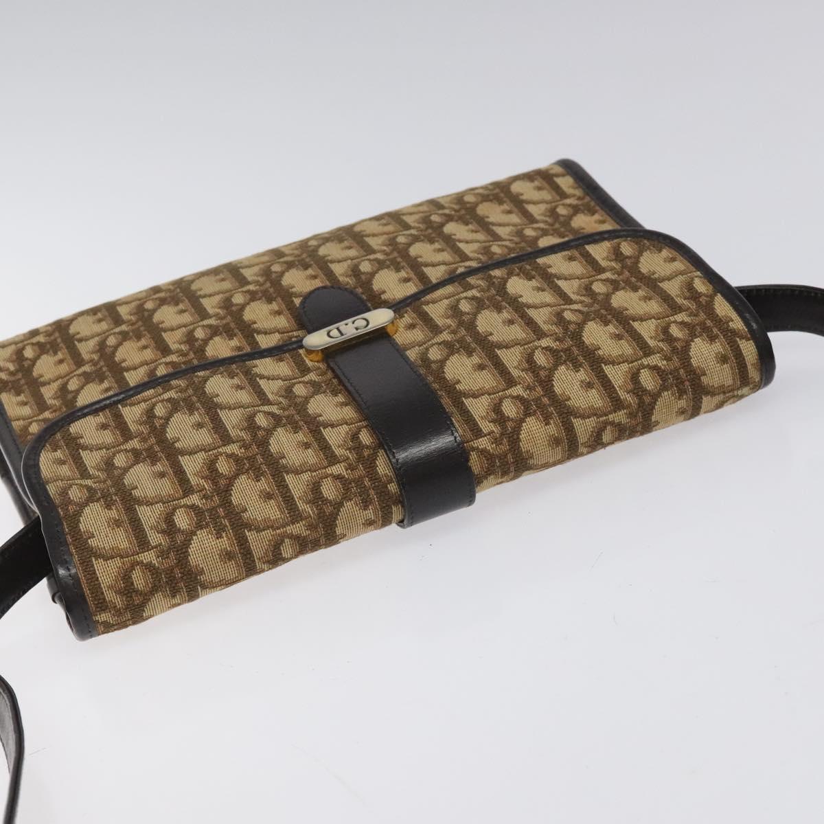 Christian Dior Trotter Canvas Shoulder Bag Brown Auth 114870