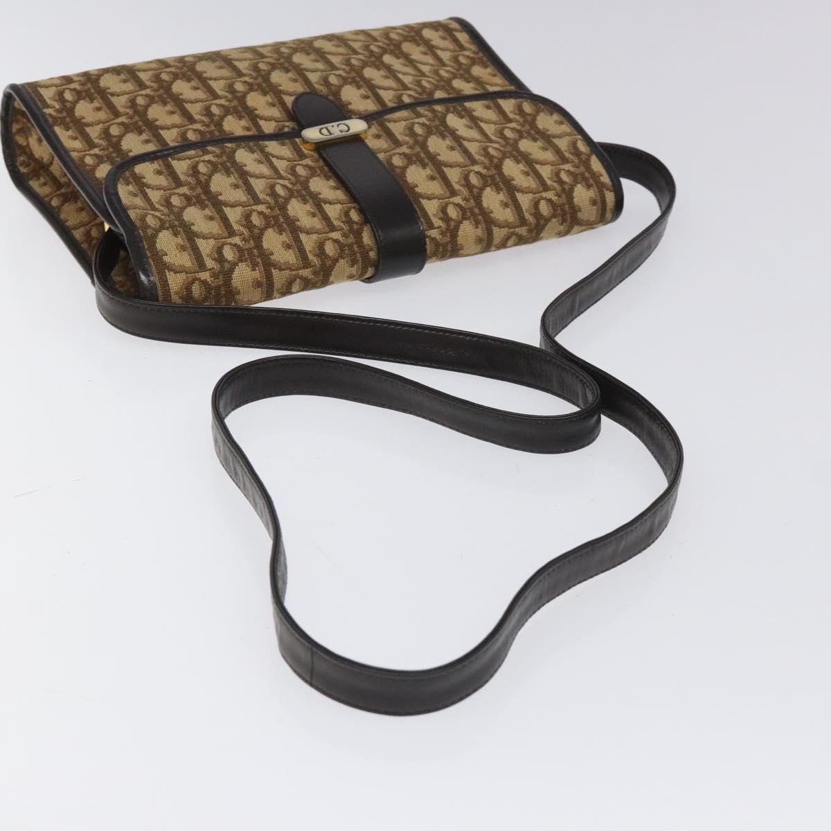 Christian Dior Trotter Canvas Shoulder Bag Brown Auth 114870
