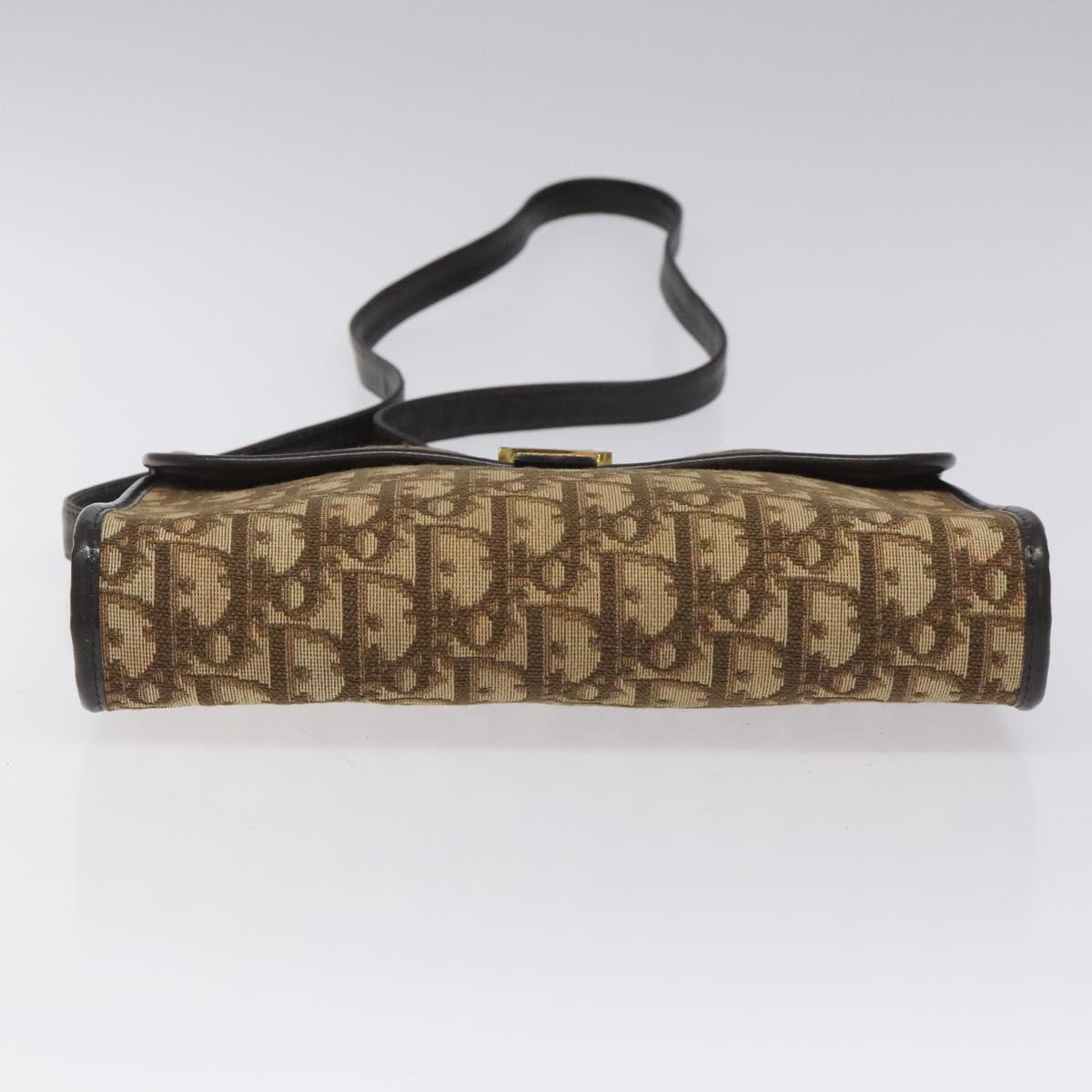 Christian Dior Trotter Canvas Shoulder Bag Brown Auth 114870