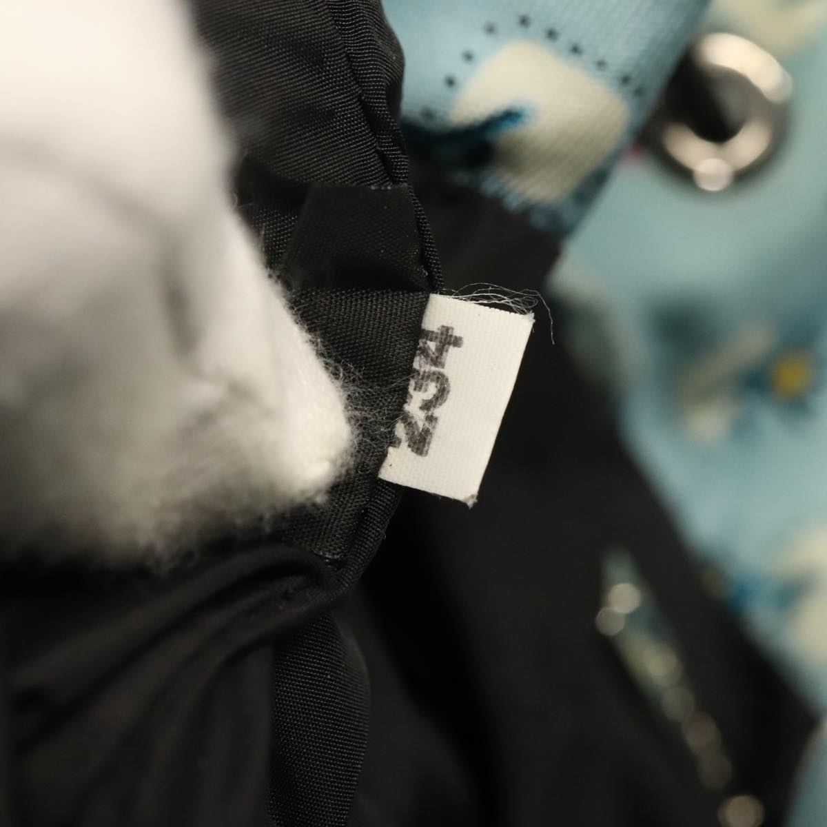 Miu Miu Pouch Nylon Light Blue Silver Auth 114880