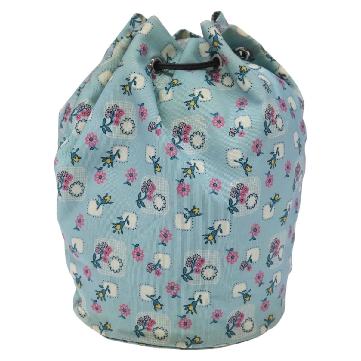 Miu Miu Pouch Nylon Light Blue Silver Auth 114880