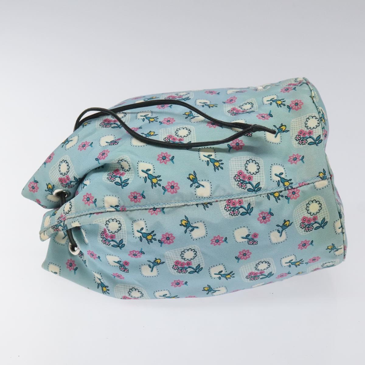 Miu Miu Pouch Nylon Light Blue Silver Auth 114880