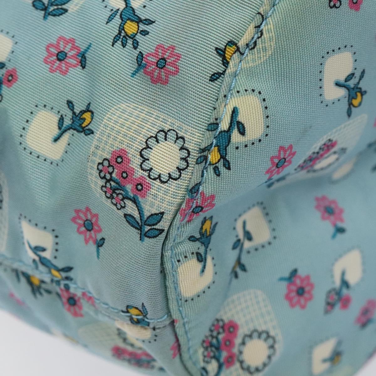 Miu Miu Pouch Nylon Light Blue Silver Auth 114880