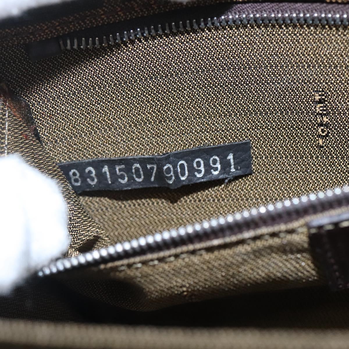 FENDI Zucca Canvas Shoulder Bag Brown Black Silver Auth 114885