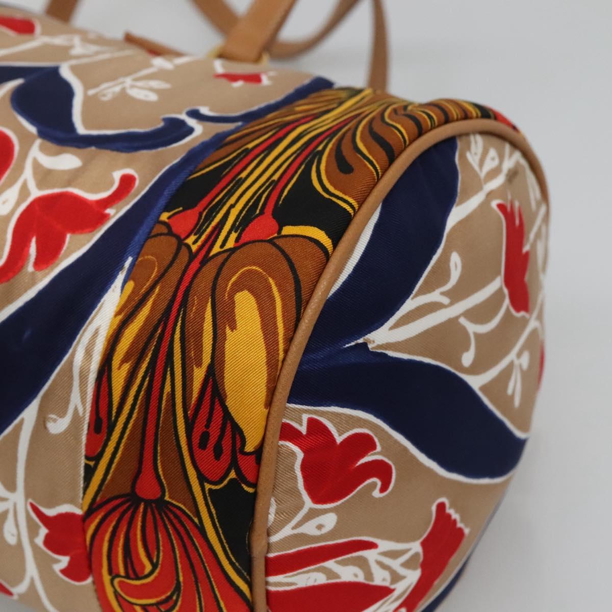 PRADA Shoulder Bag Silk Beige Gold Auth 114898V